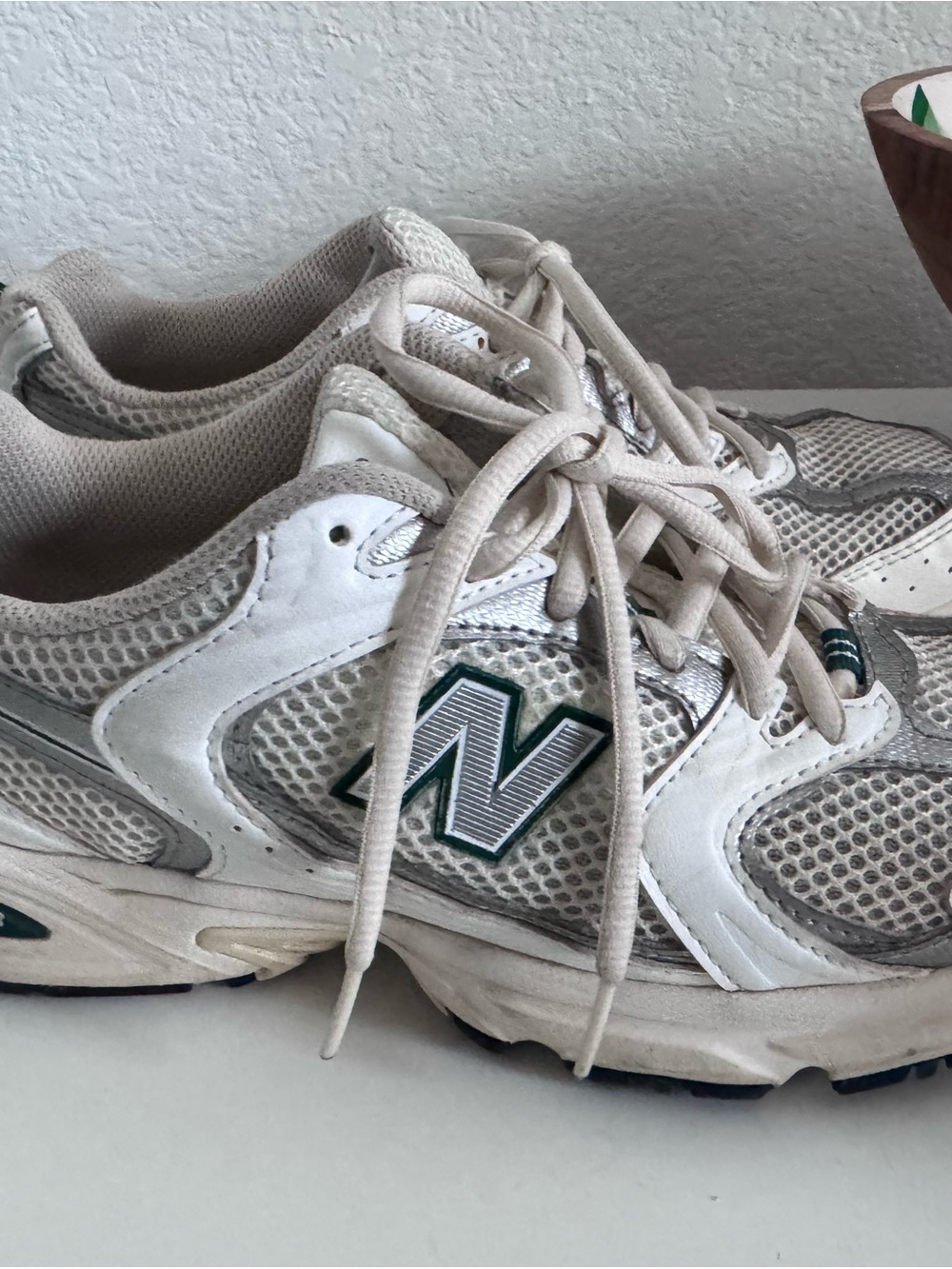 New Balance White, Gray & Green